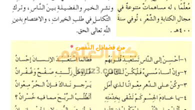 شرح النصوص الادبية للغة العربية للصف السابع الفصل الثاني