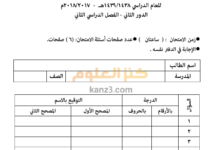الاختبار النهائي لمادة اللغة العربية للصف الثامن الفصل الثاني الدور الثاني 2017-2018