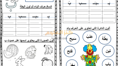 مذكرة تدريبات في الحروف لمادة اللغة العربية للصف الاول