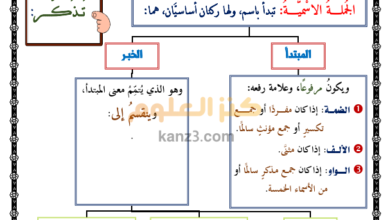 ملخص وشرح قواعد اللغة العربية للصف التاسع الفصل الثاني