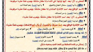 شرح القواعد النحوية والصرفية لغة عربية للصف العاشر الفصل الثاني