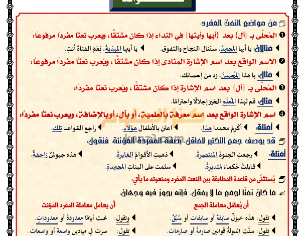 شرح القواعد النحوية والصرفية لغة عربية للصف العاشر الفصل الثاني